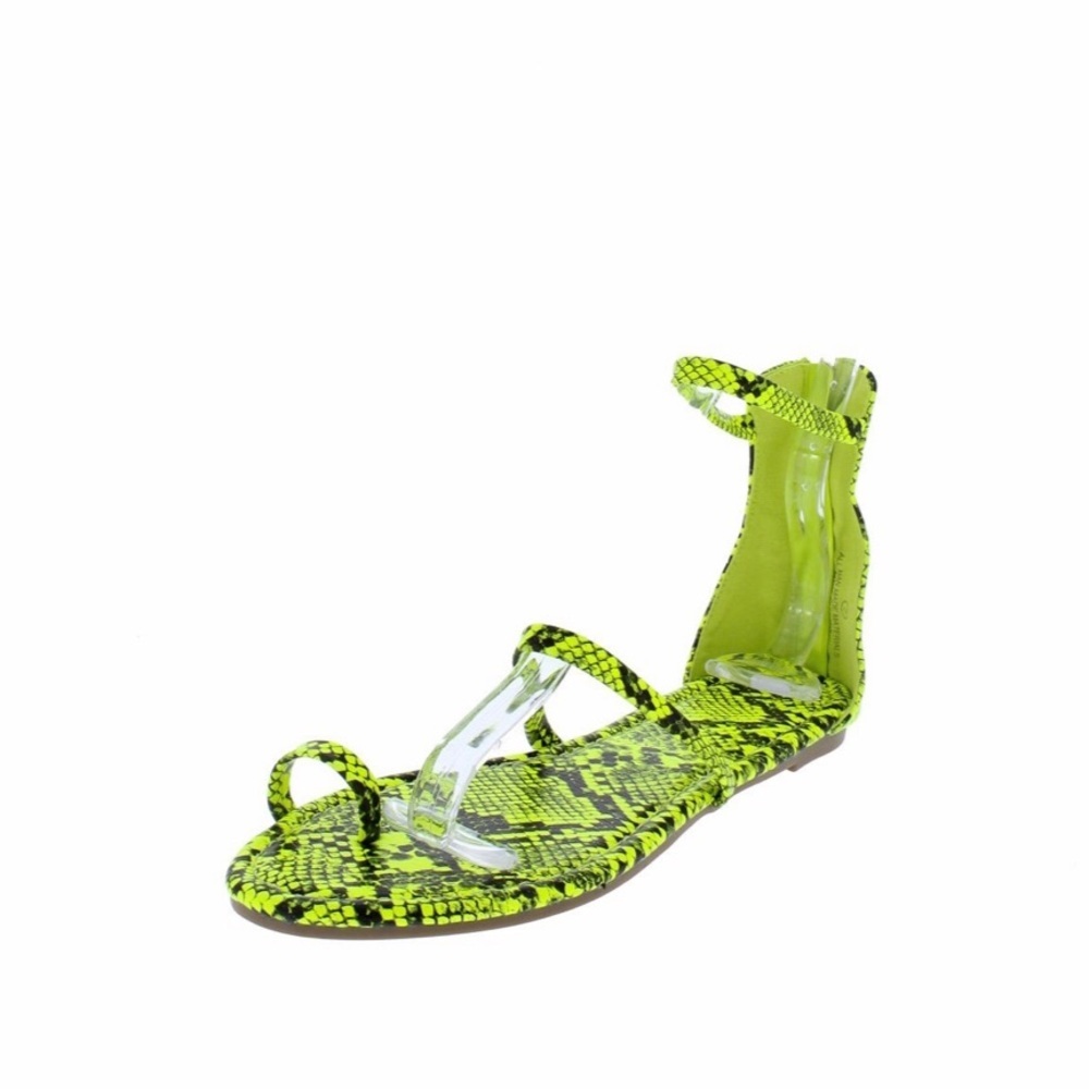 Liliana Neon Green Snake Print Sandals